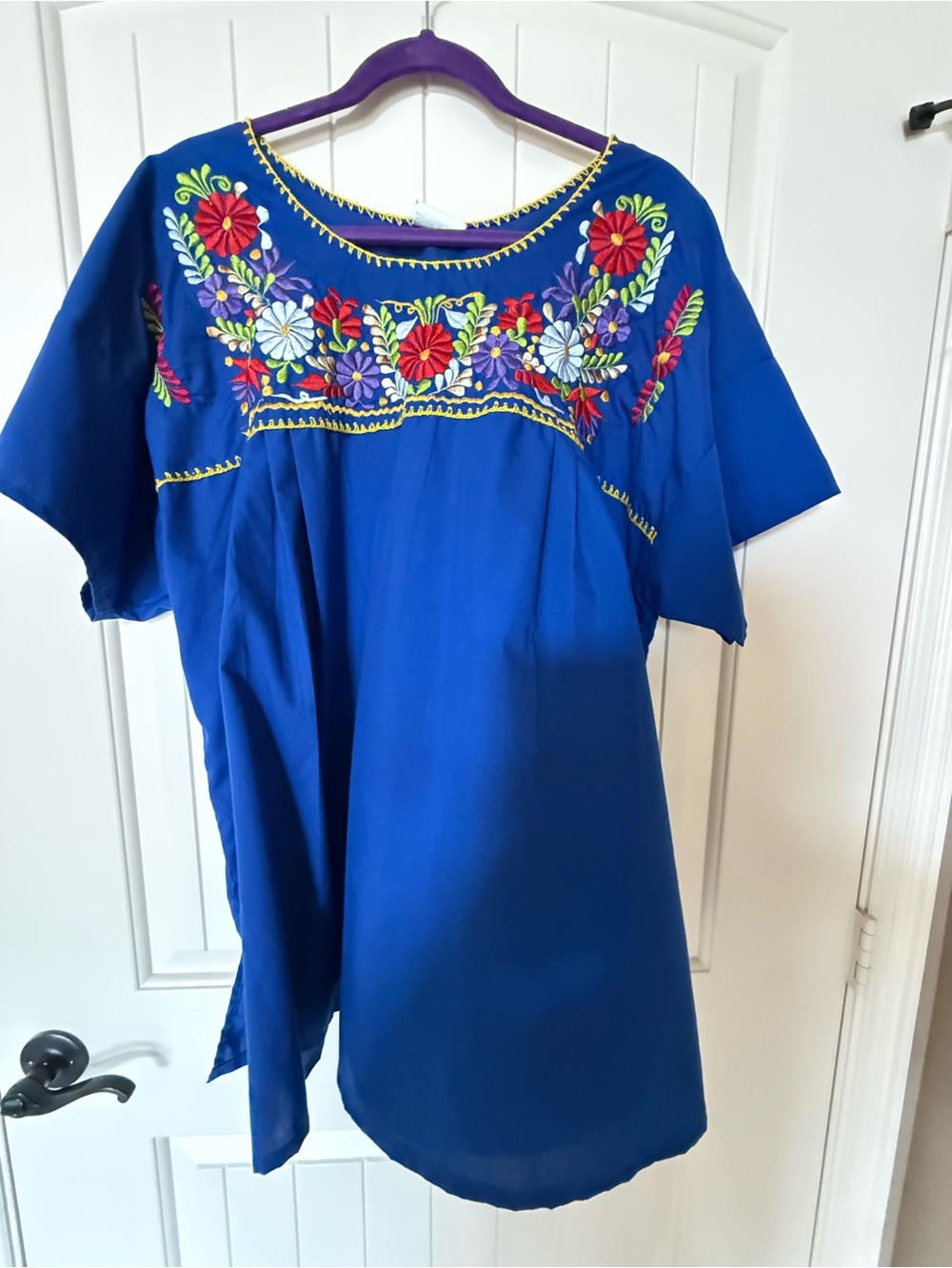 Fiesta Royal Blue Embroidered Floral Top 4X